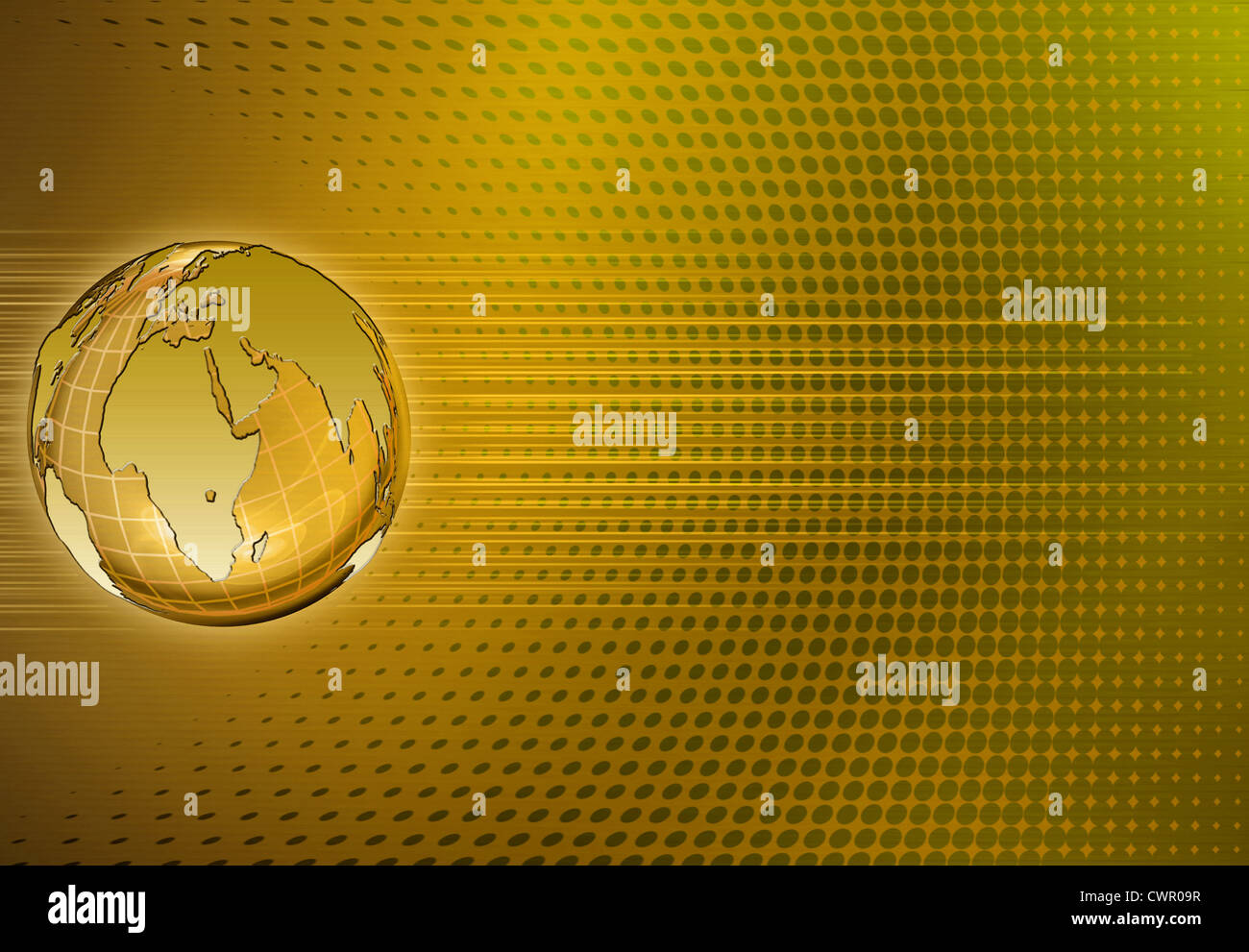 golden abstract background with world planet Stock Photo