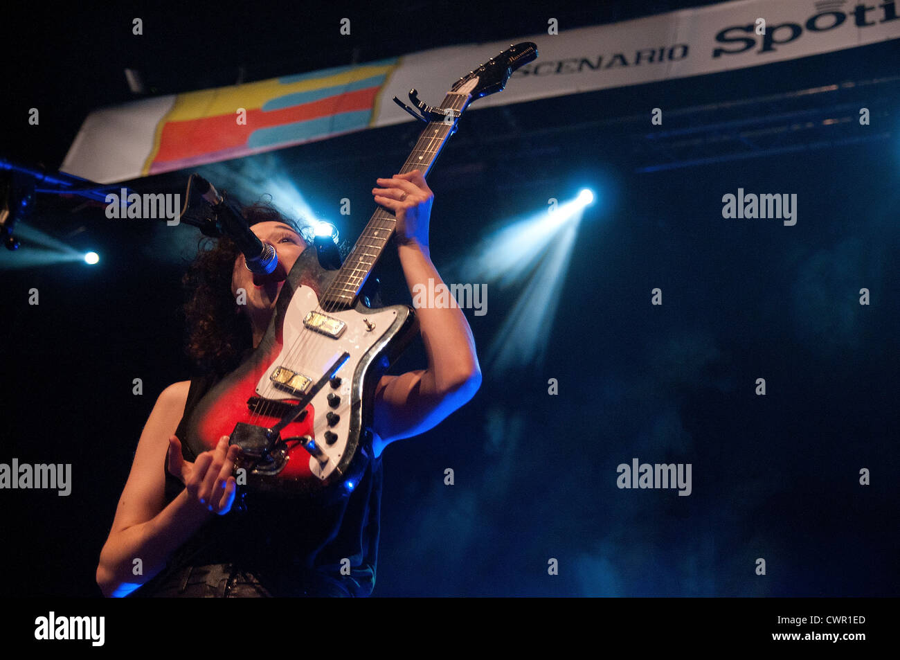 MADRID, SPAIN - JUNE 22: St. Vincent band performs at Dia de la Musica Festival on June 22, 2012 in Madrid, Spain. Stock Photo