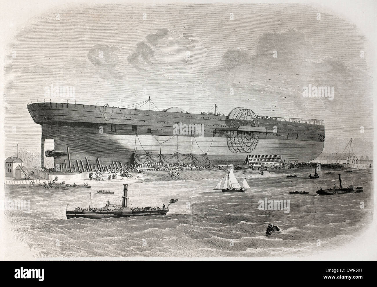 British ship Leviathan near to launch Stock Photo