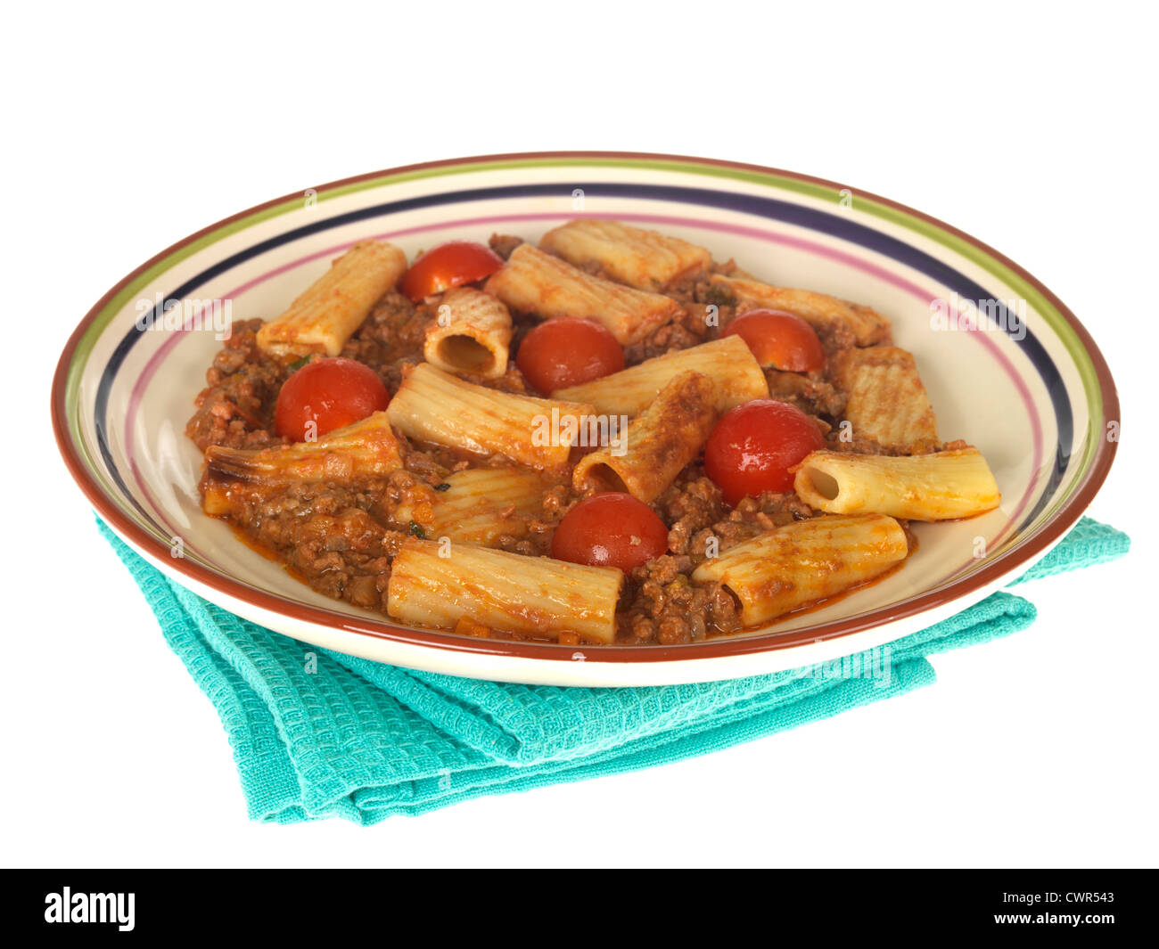 Beef and Chianti Rigatoni Pasta Stock Photo