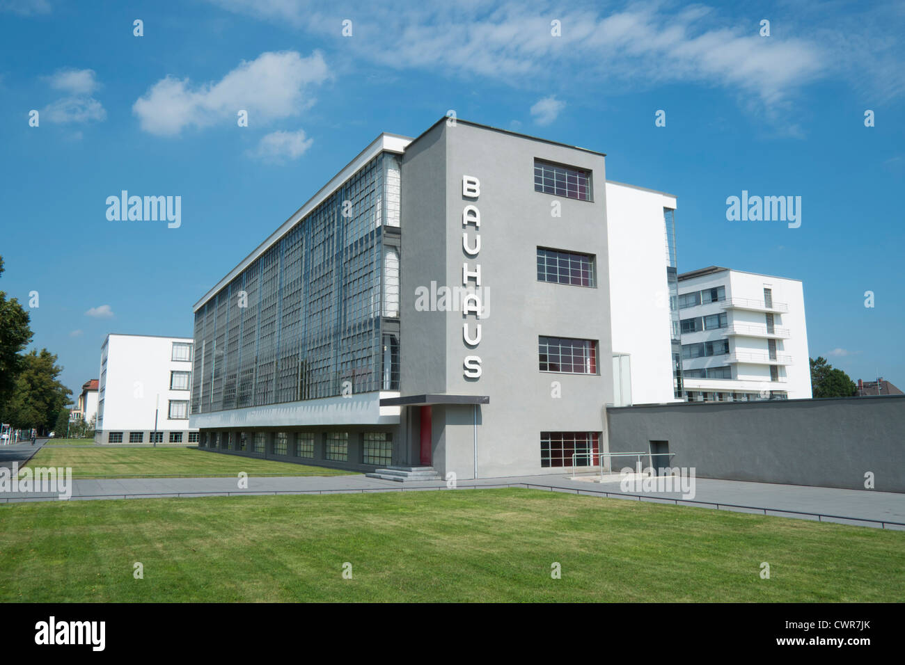 Bauhaus Building and architecture school designed by Walter Gropius in Dessau Germany Stock Photo