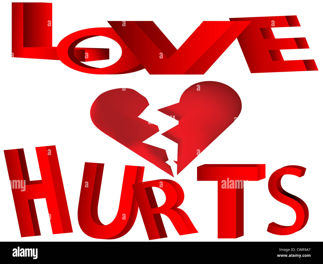 Two parts of broken heart love hurts vector Stock Photo - Alamy