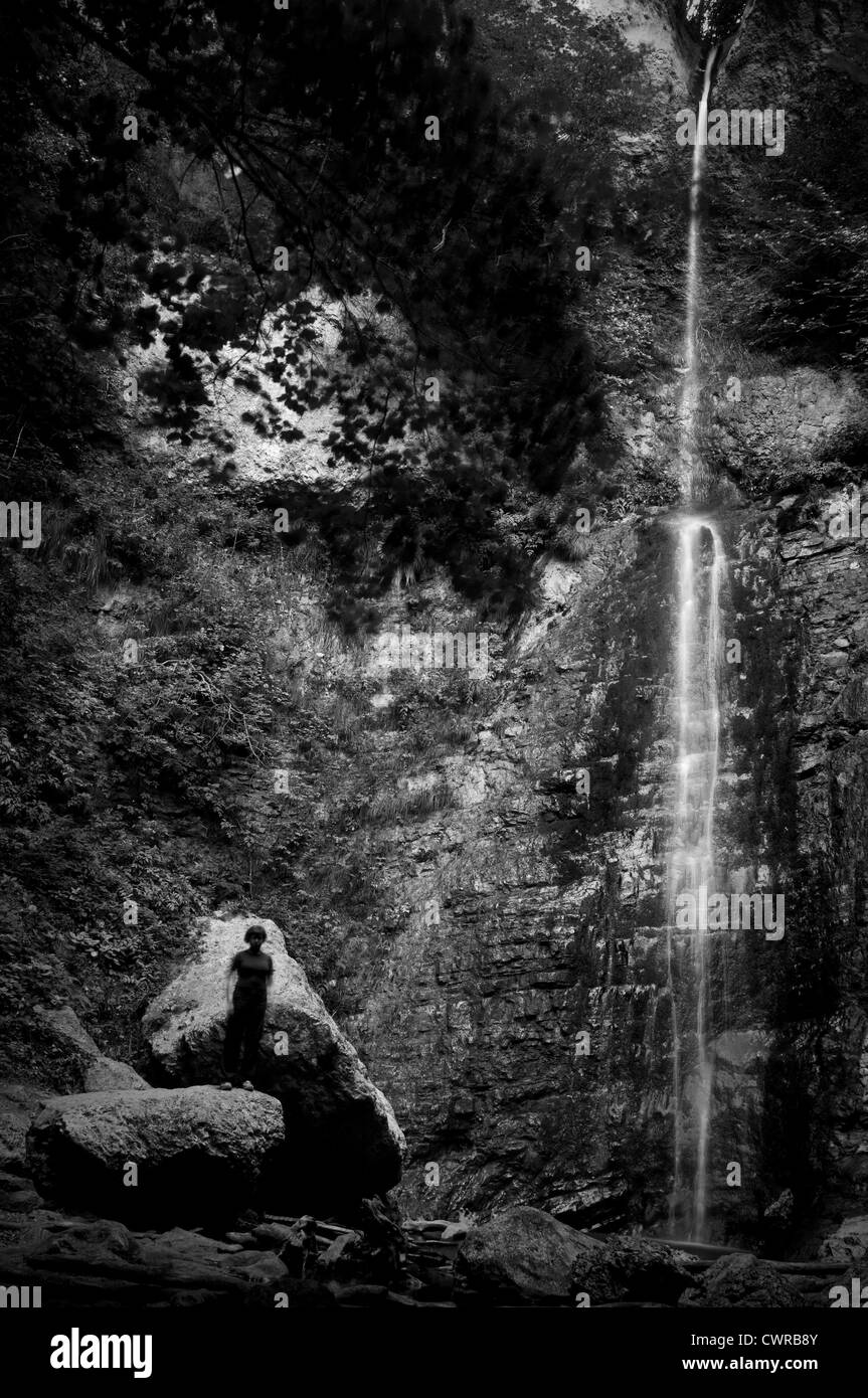 Mountain waterfall Stock Photo