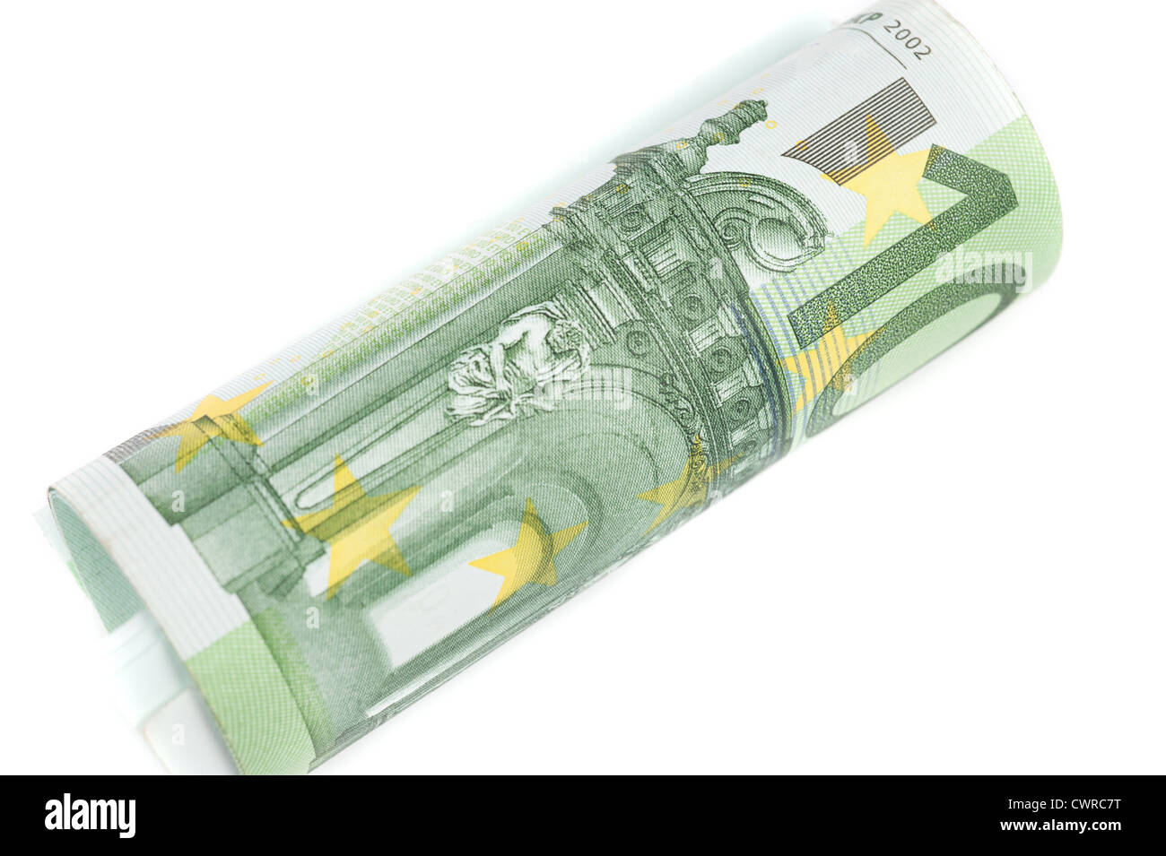 Roll of one hundred euro banknotes on the white background Stock Photo ...