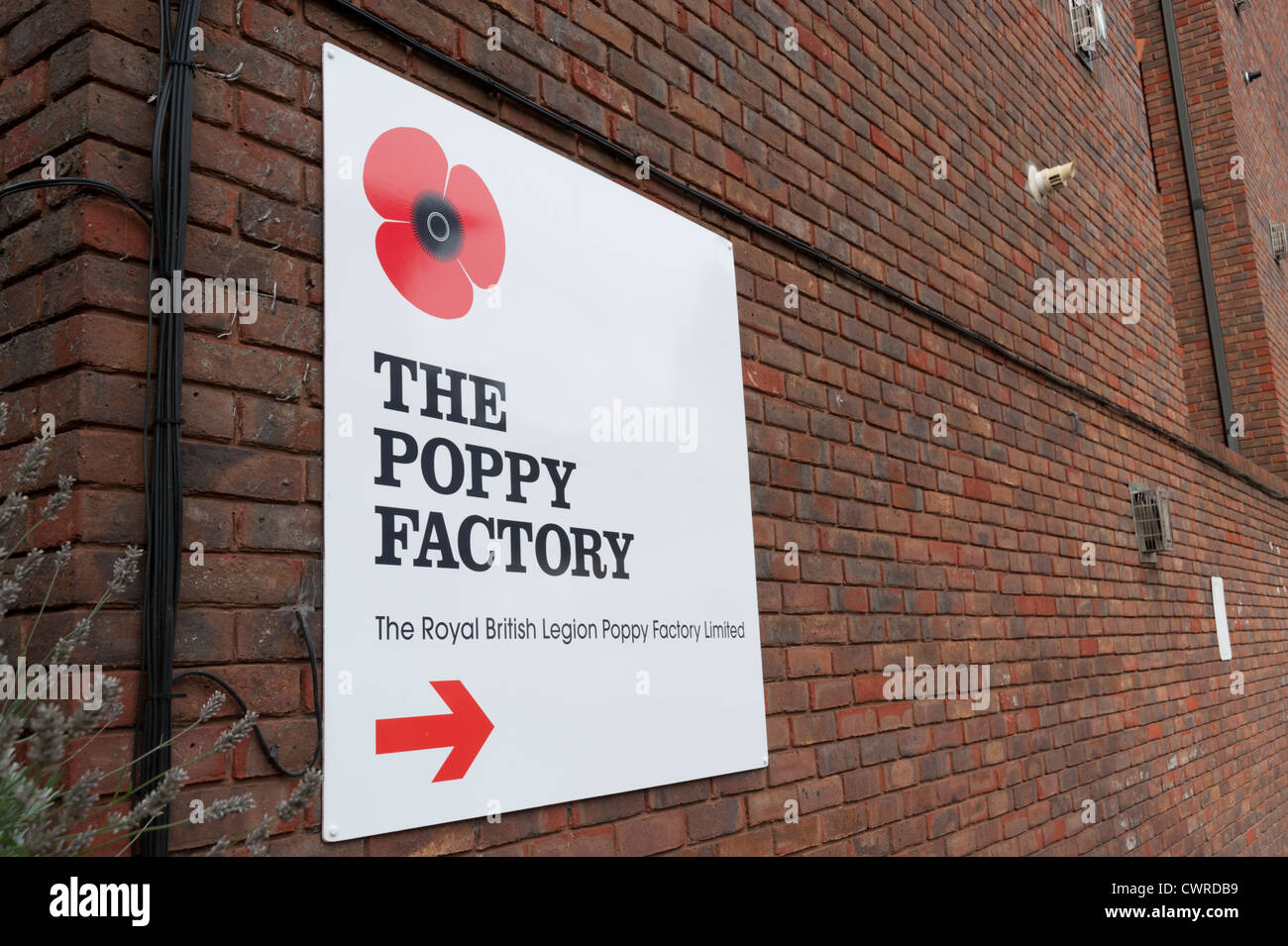 Poppy factory entrance and sign at Richmond upon Thames Surrey London UK Stock Photo