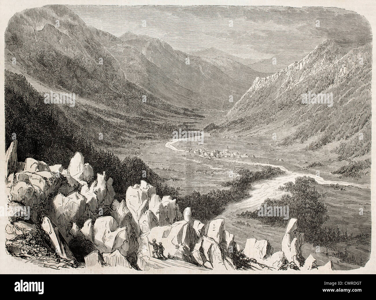 Mountains and valley around Chamonix Stock Photo