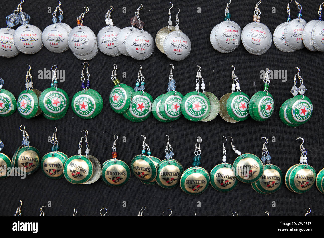 Recycled Earrings From Beer Bottle Tops Stock Photo Alamy Recycled Earrings From Beer Bottle Tops Stock Photo Alamy