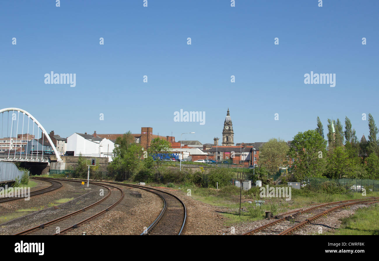 Railway and land to the north of Bolton railway station. This area is due to be redeveloped into a new bus/rail interchange. Stock Photo