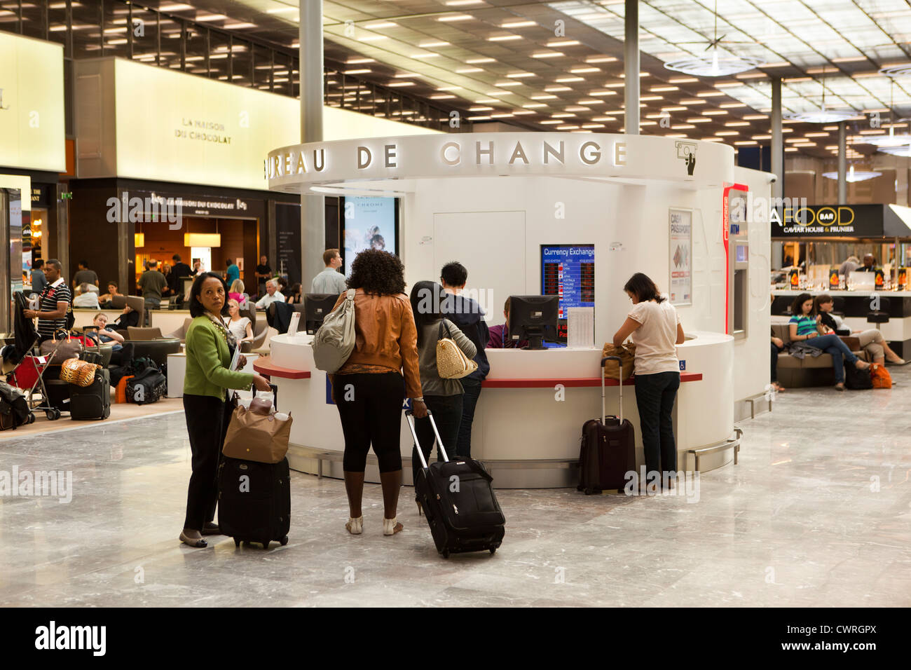 France Paris, Charles de Gaulle Airport, terminal 2E new M gates Bureau de Change Stock Photo