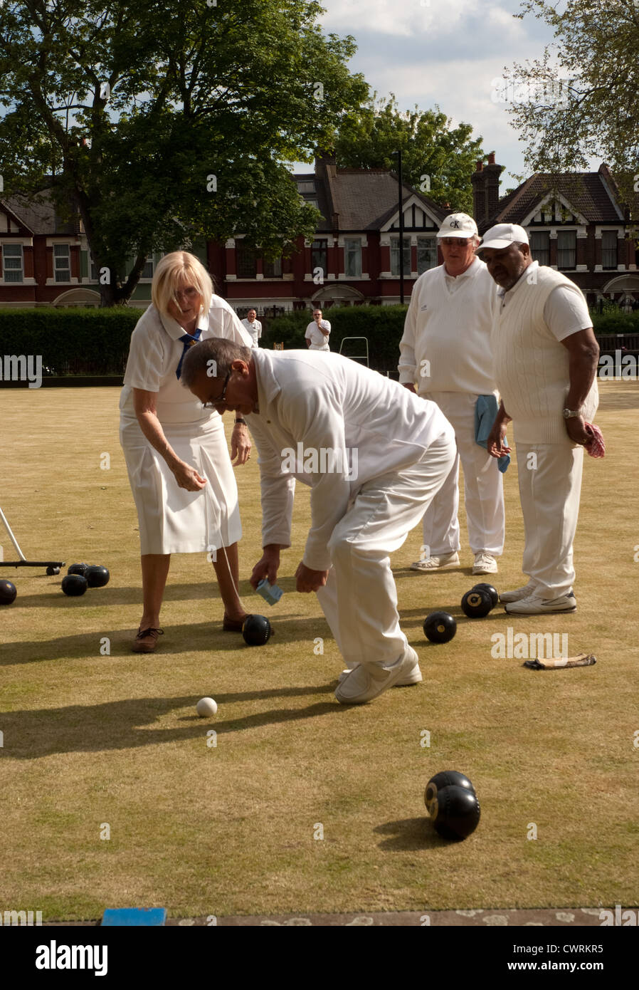 lawn bowlers from east ham bowling club London Stock Photo