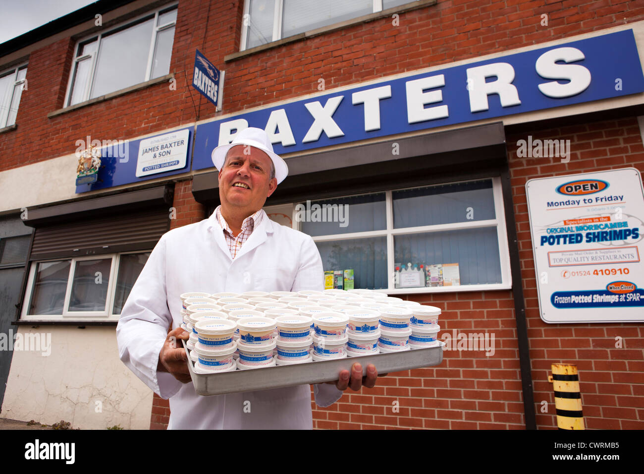 UK, England, Lancashire, Morecambe, Baxters Potted Shrimps, manager Mark Smith Stock Photo