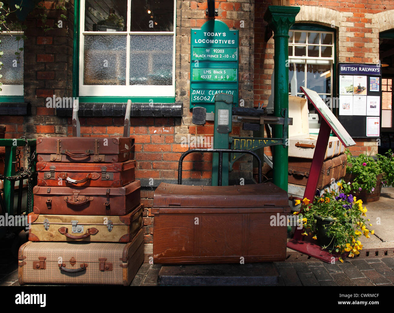 Suitcases on the platform at Sheringham Station, Norfolk, England, U.K. Stock Photo