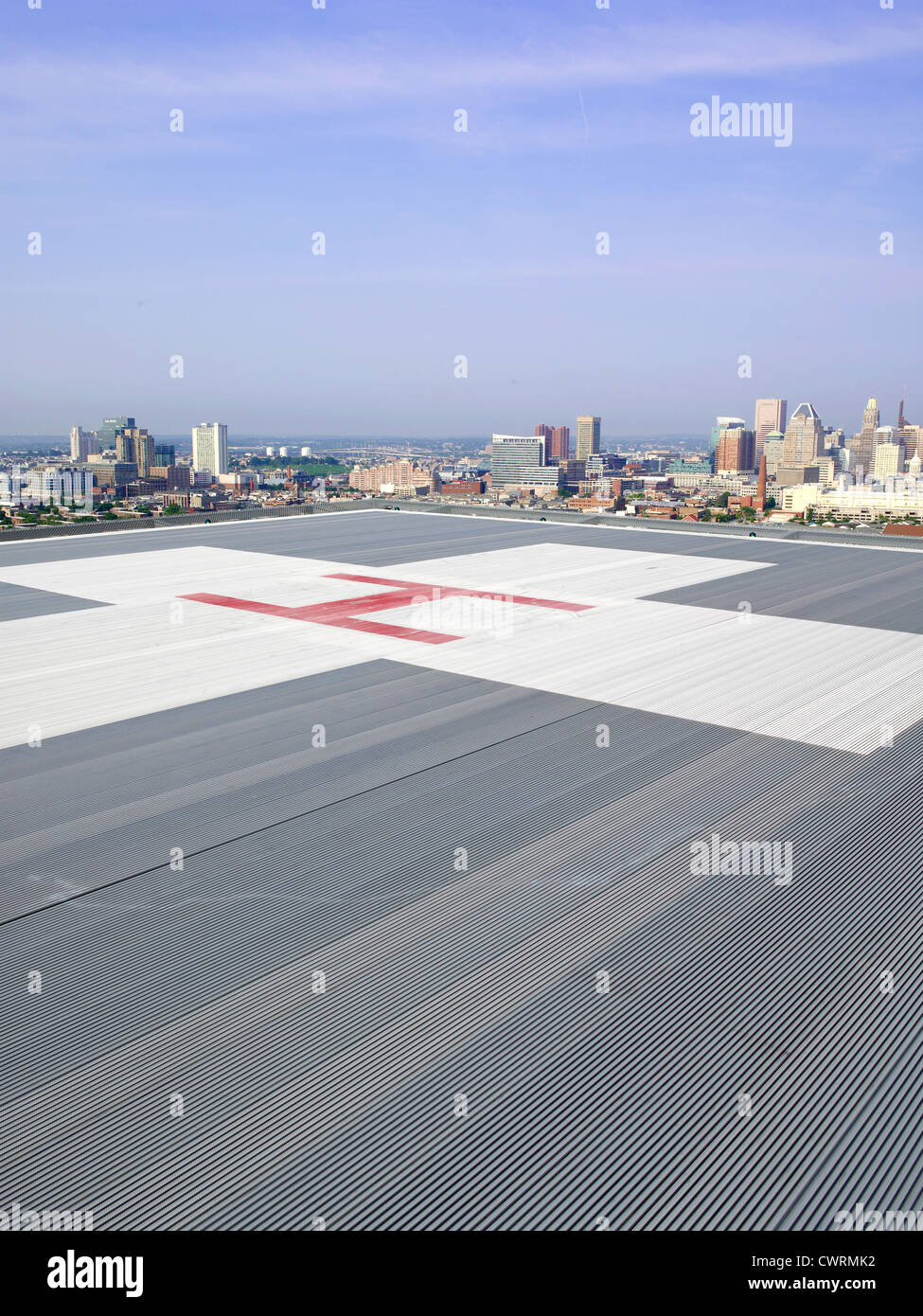 Helicopter Landing Pad On Top Of Hospital Building Stock Photo Alamy