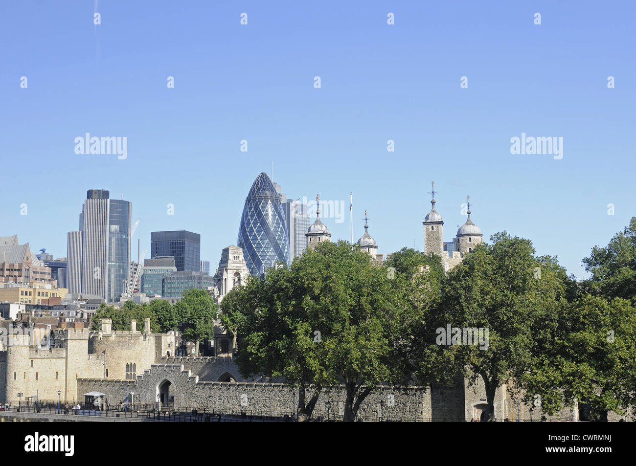 City of London Skyline from Tower of London London England Stock Photo