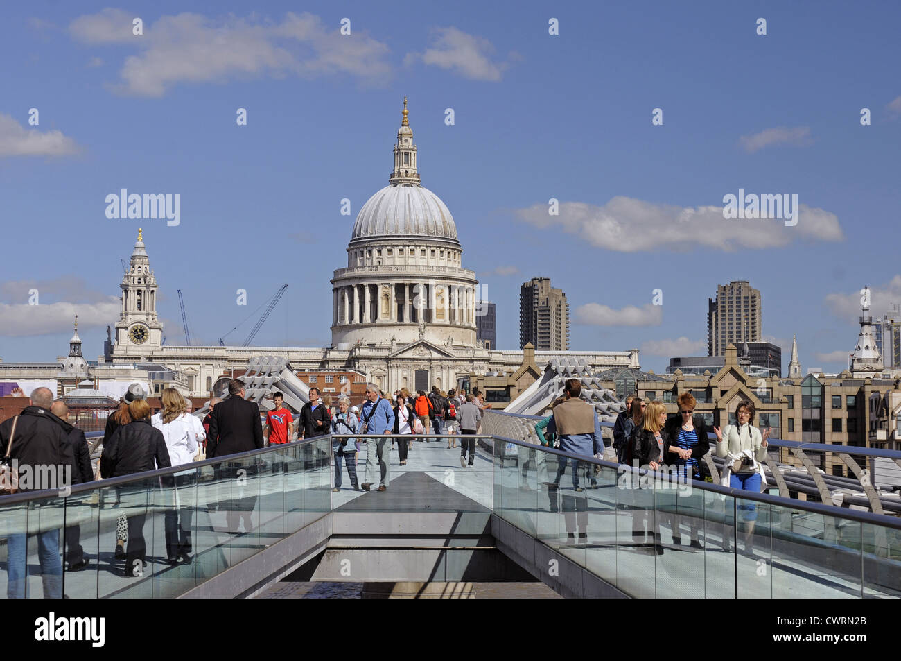 Millennium Bridge and St Paul's Cathedral London England Stock Photo