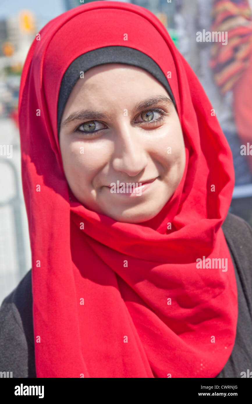 Young Muslim female with burka or head scarf at Muslim Fest in Mississauga  near Toronto;Ontario;Canada Stock Photo - Alamy