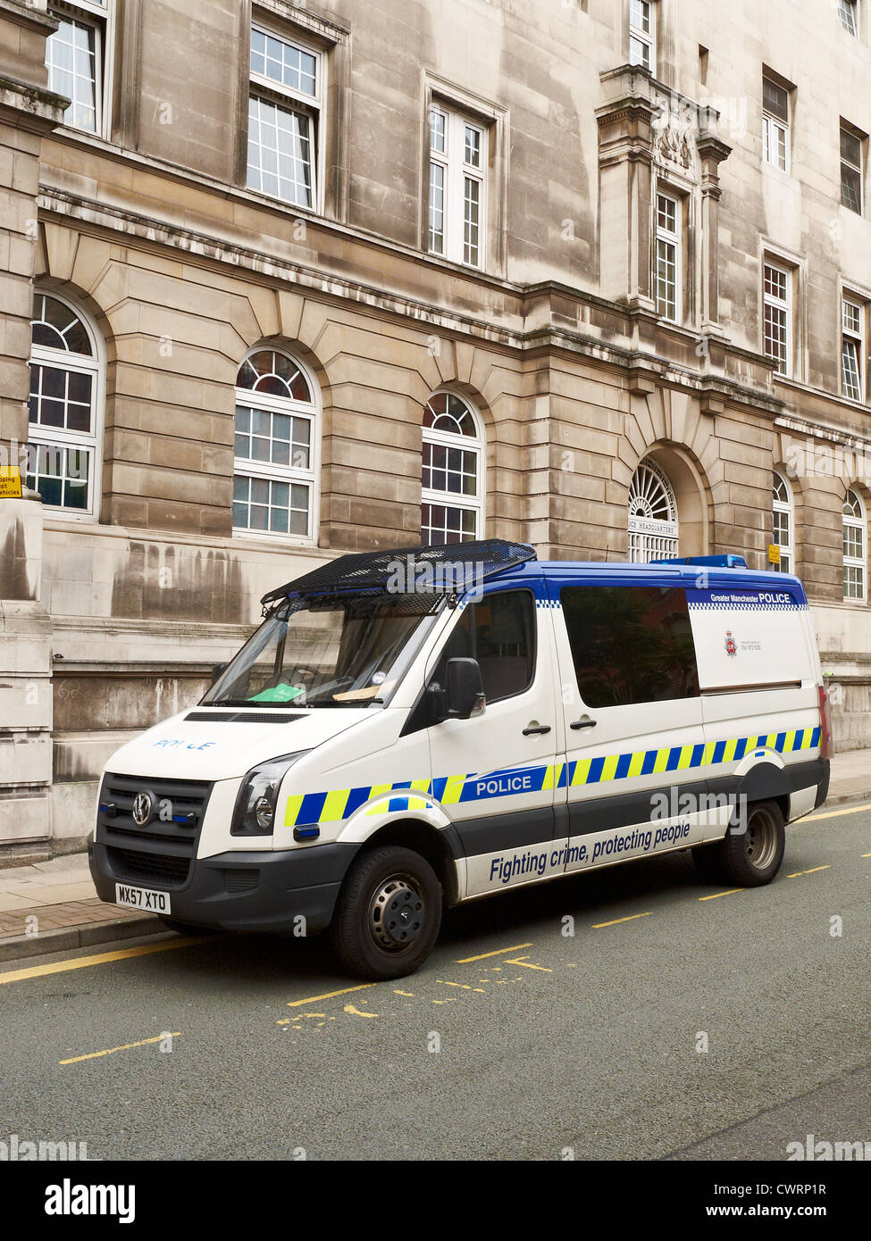 Police van parked outside Greater Manchester Police headquarters Manchester UK Stock Photo