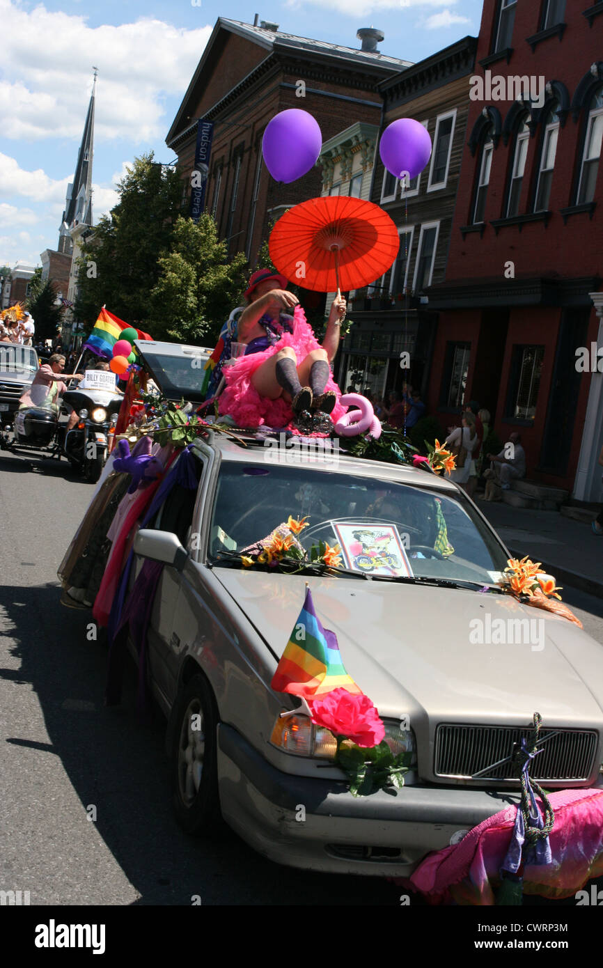 Decorated Car - Gay Pride Parade Hudson NY Stock Photo