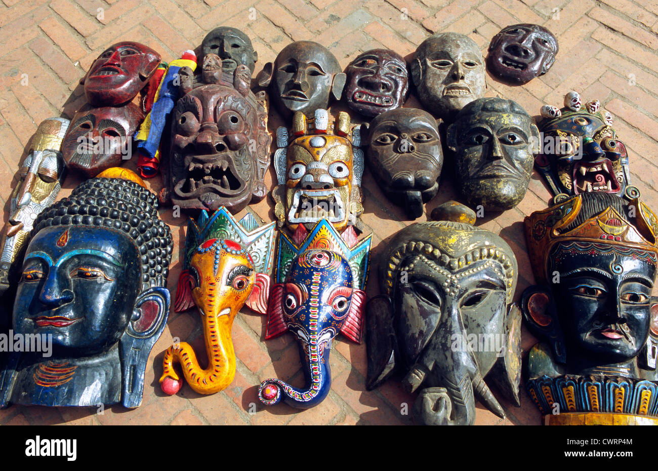 Masks for sale Kathmandu Nepal Stock Photo