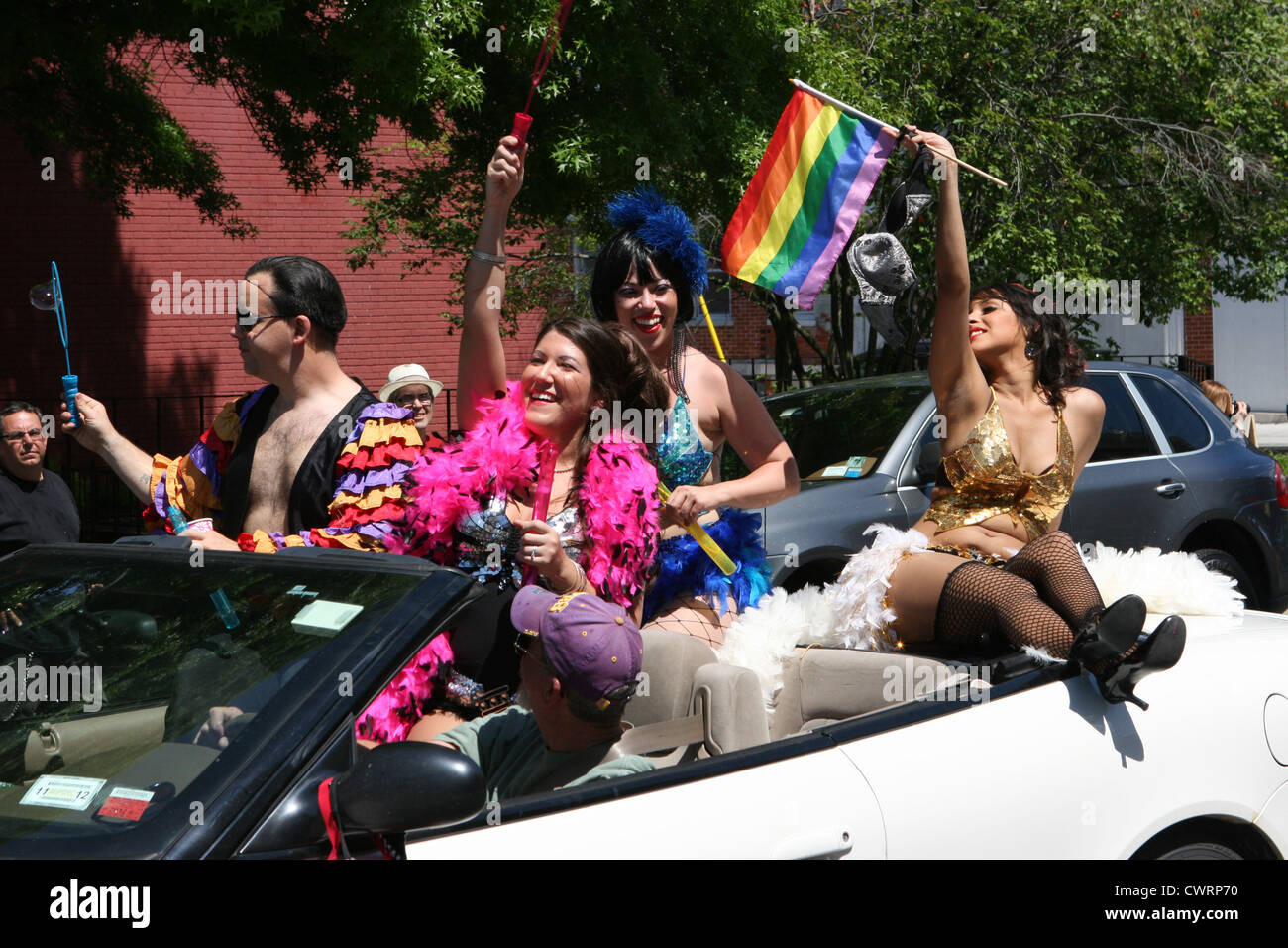 Float Gay Pride marchers Parade Hudson NY 2012 Stock Photo Alamy