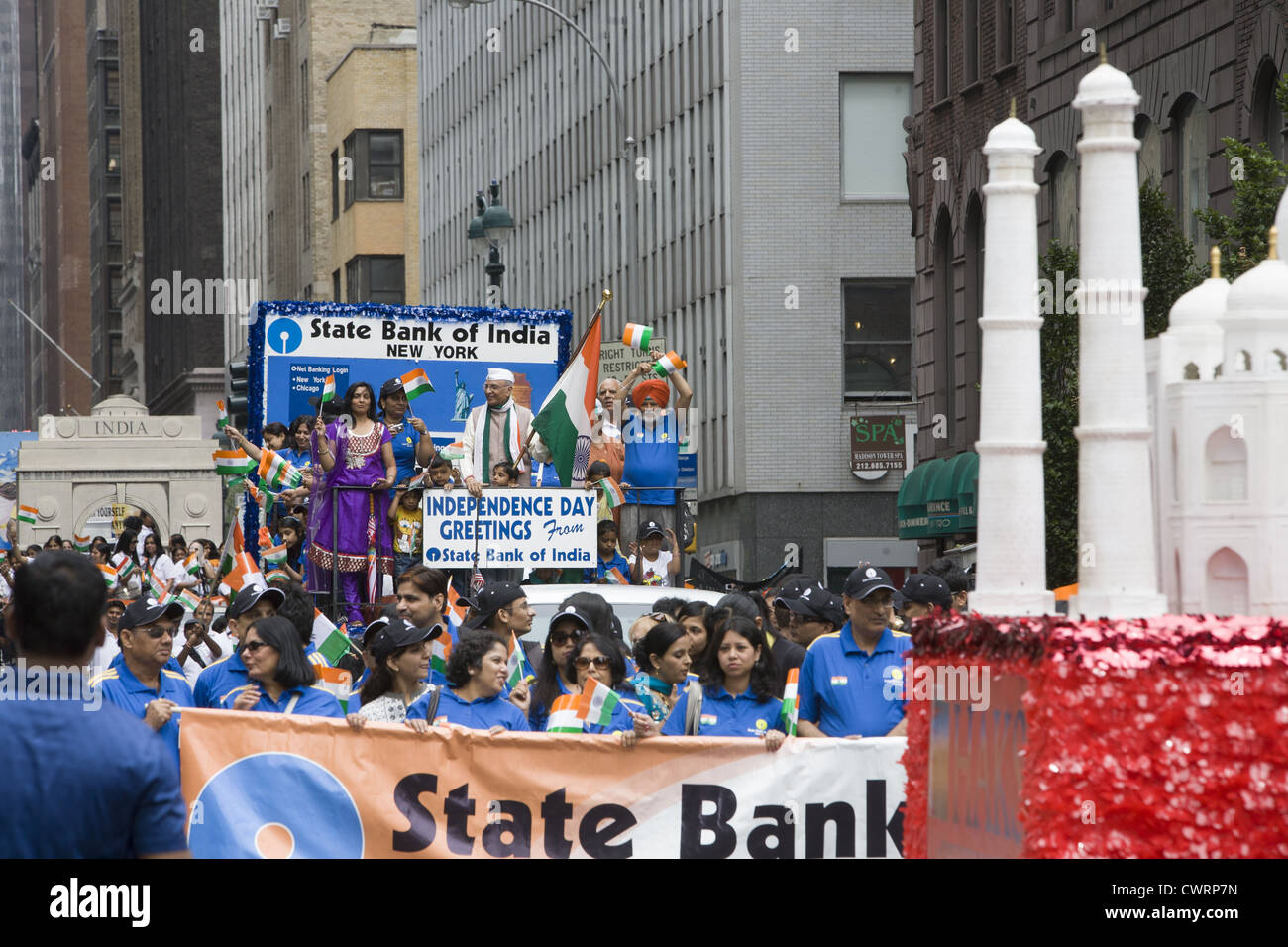 2012: India Independence Day Parade on Madison Ave. in NYC. Stock Photo