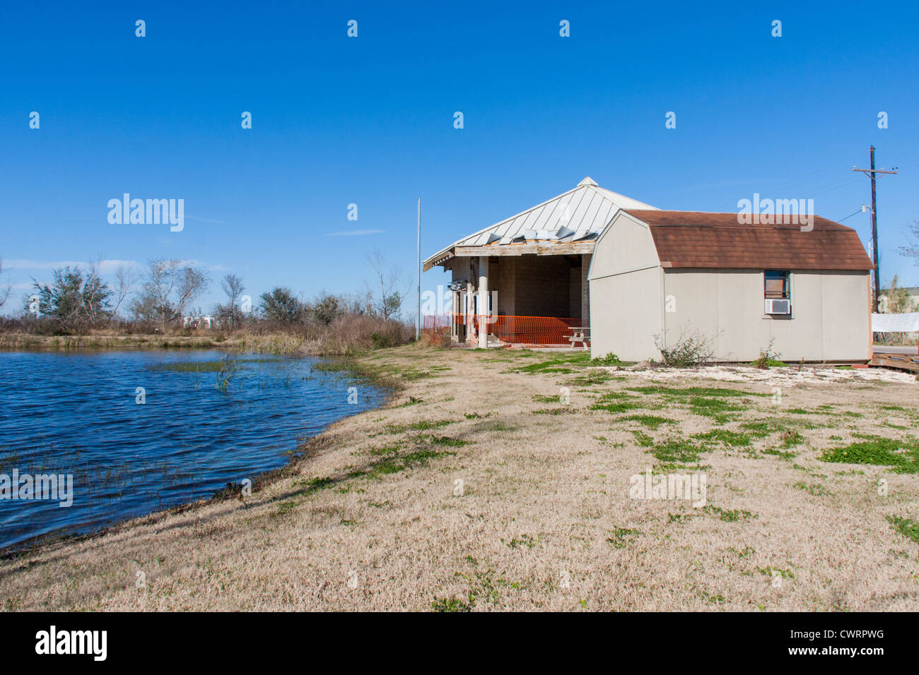 Anahuac National Wildlife Refuge in Texas about 16 months after Hurricane Ike, with temporary visitors' site. Stock Photo