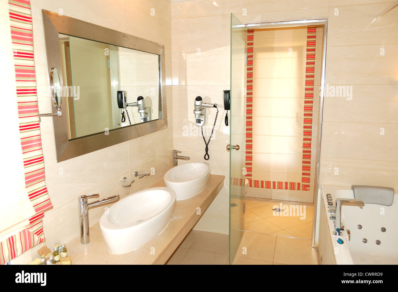 Bathroom in the luxury apartment, Pieria, Greece Stock Photo Alamy