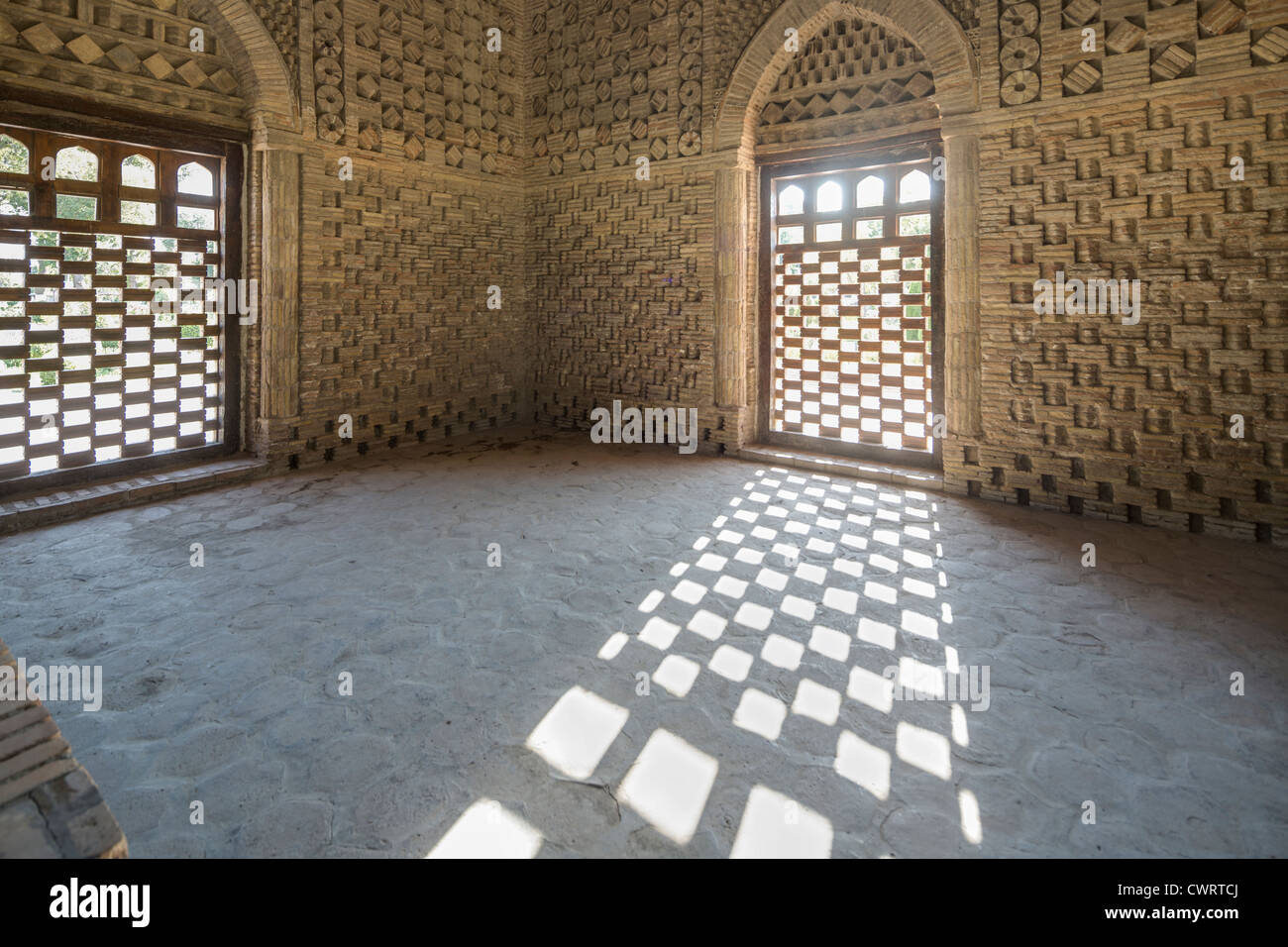 interior, shadows, Tomb of the Samanids, Bukhara, Uzbekistan Stock Photo