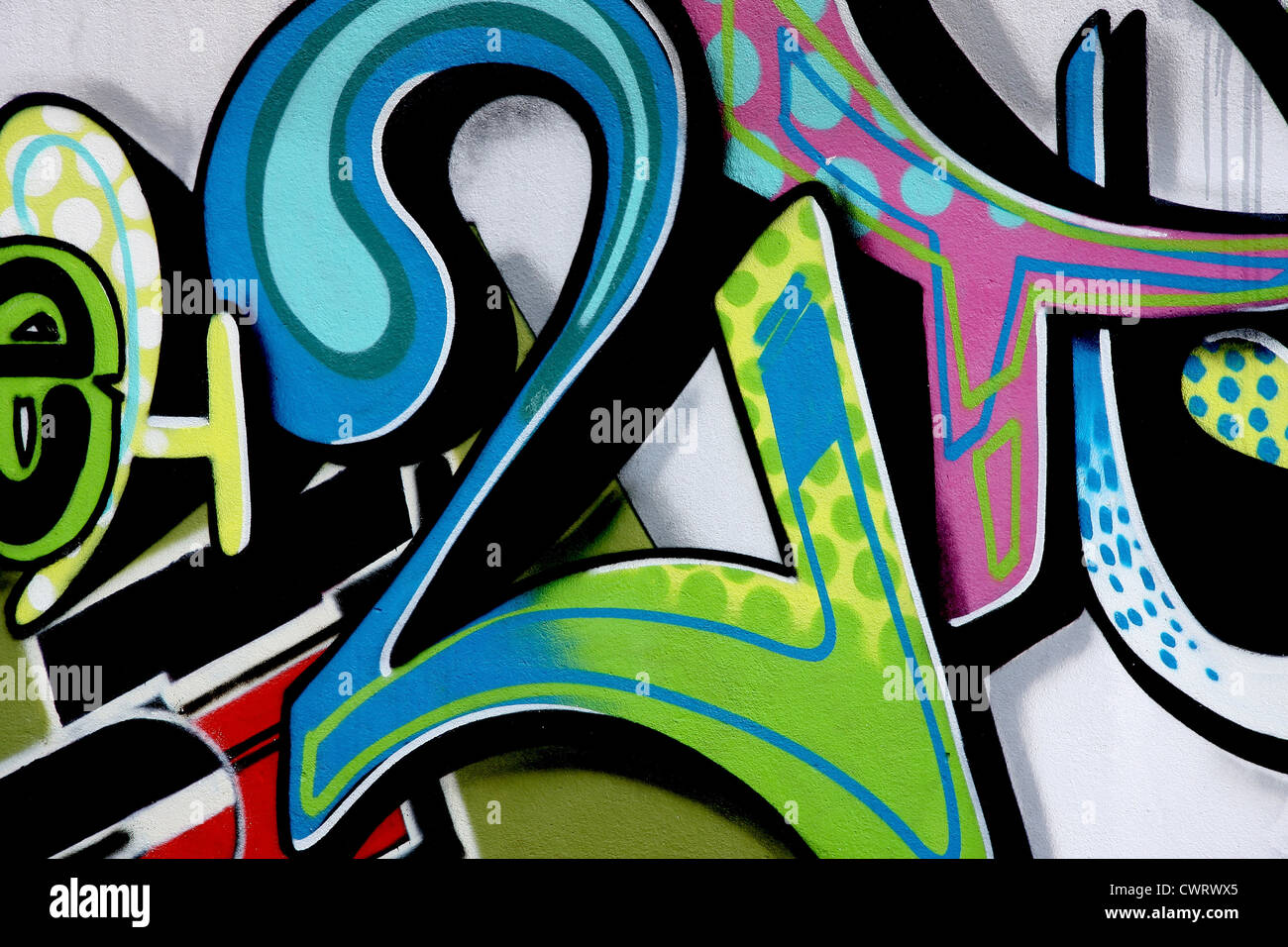 Detail of a colourful Graffiti with the number 2 Stock Photo Alamy