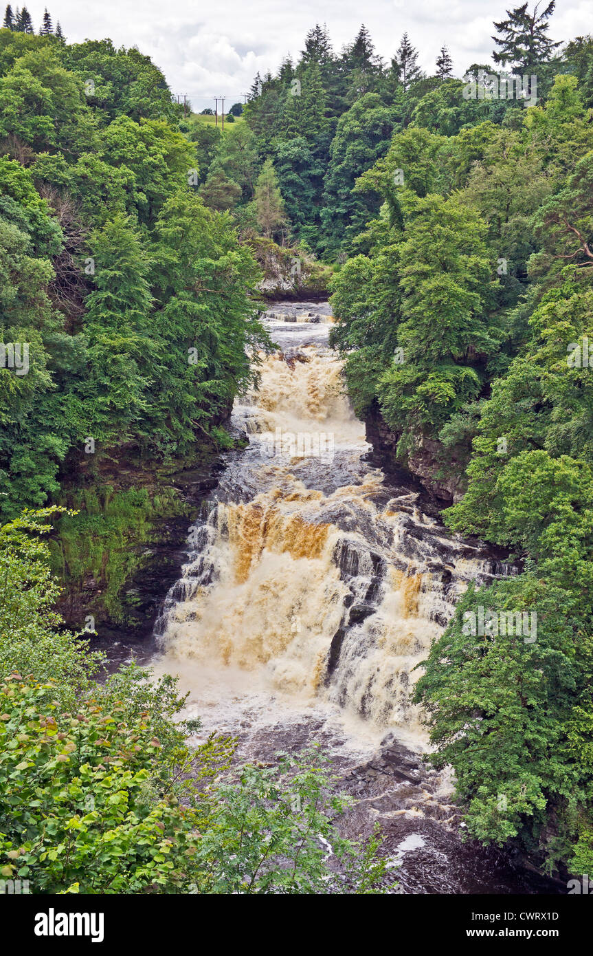 Falls of Clyde waterfalls on River Clyde near New Lanark in South Lanarkshire Scotland Stock Photo