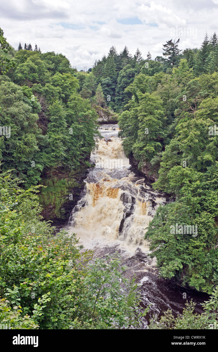 Falls of Clyde waterfalls on River Clyde near New Lanark in South