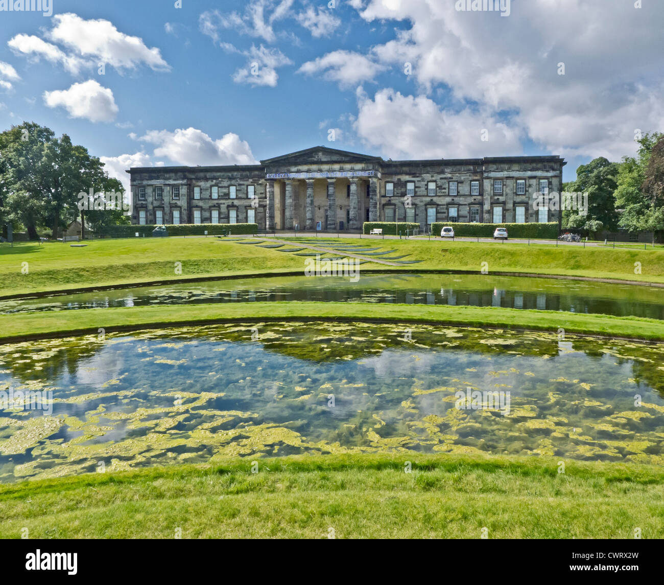 Mound and ponds landform at the Scottish National Gallery of Modern Art  Edinburgh Stock Photo