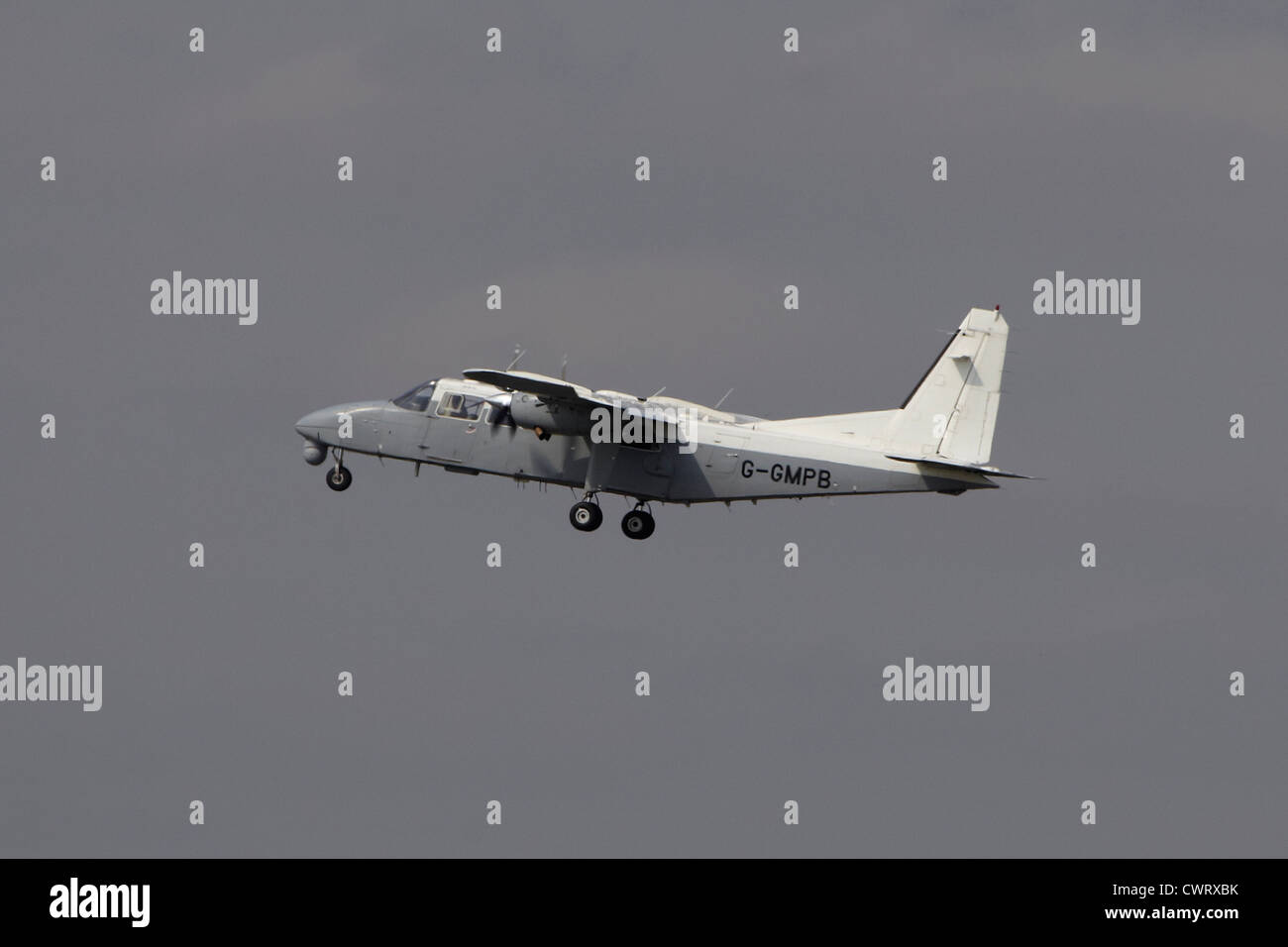 Police Aviation Services Britten-Norman BN-2T-4S Defender 4000 Islander take off at Manchester Airport Stock Photo
