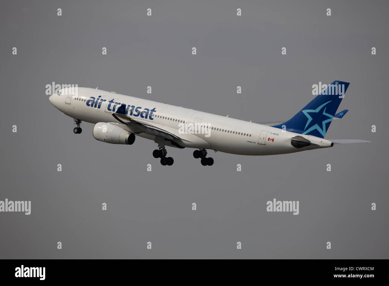 Air Transat Airbus A330 take off at Manchester Airport Stock Photo