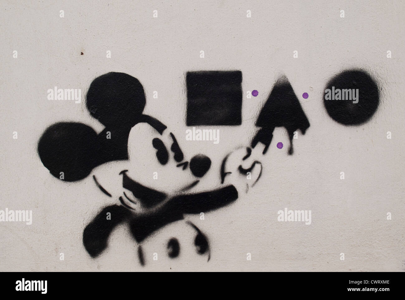 Mickey Mouse graffiti in black and white Stock Photo