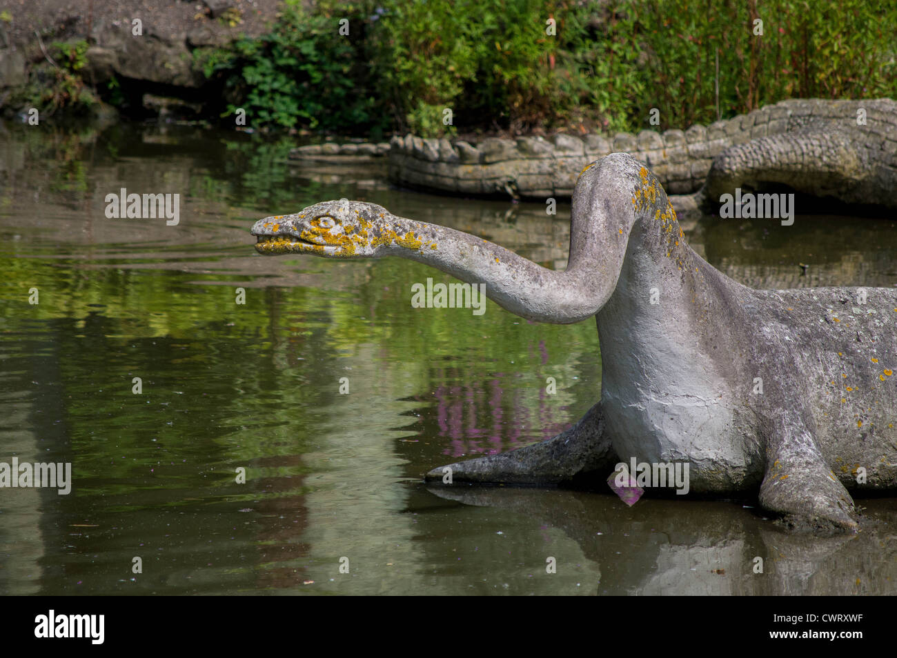 Crystal Palace Park dinosaurs by sculptor Benjamin Waterhouse Hawkins Stock Photo