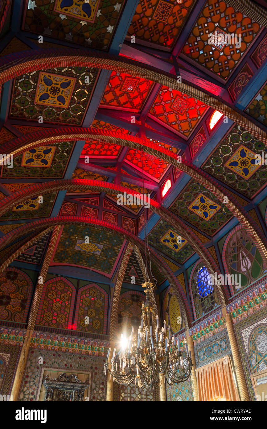 stained glas hall, Sitarah-i Mahi, amir's summer palace, Bukhara Uzbekistan Stock Photo