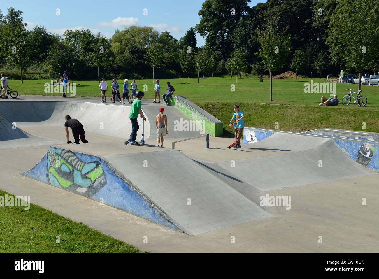 A skatepark in Priory Park, Reigate, Surrey, England, United Kingdom