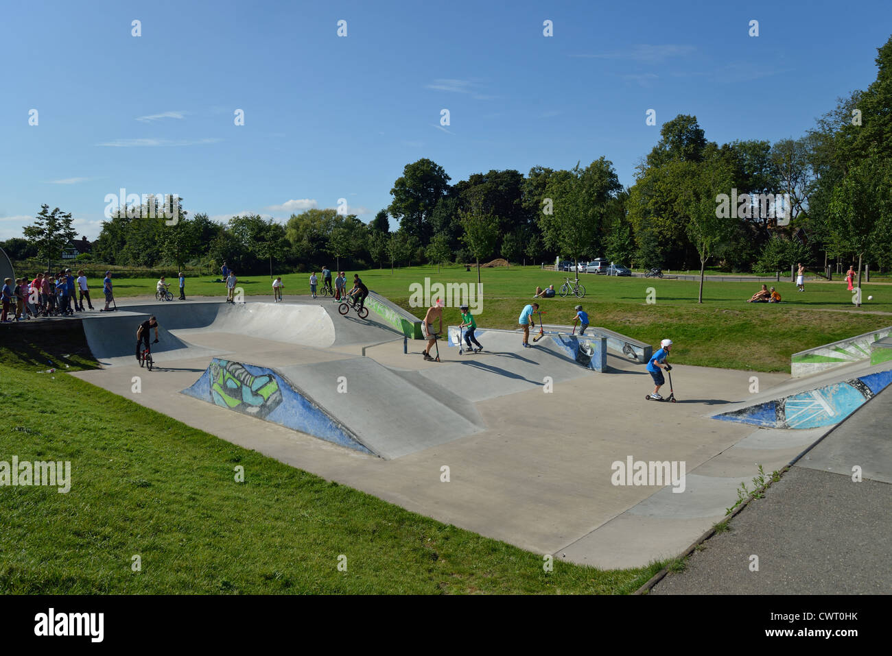 A skatepark in Priory Park, Reigate, Surrey, England, United Kingdom