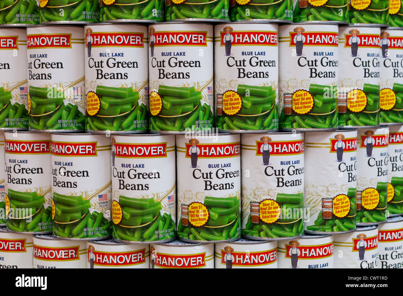 Canned Hanover Cut Green Beans Stock Photo
