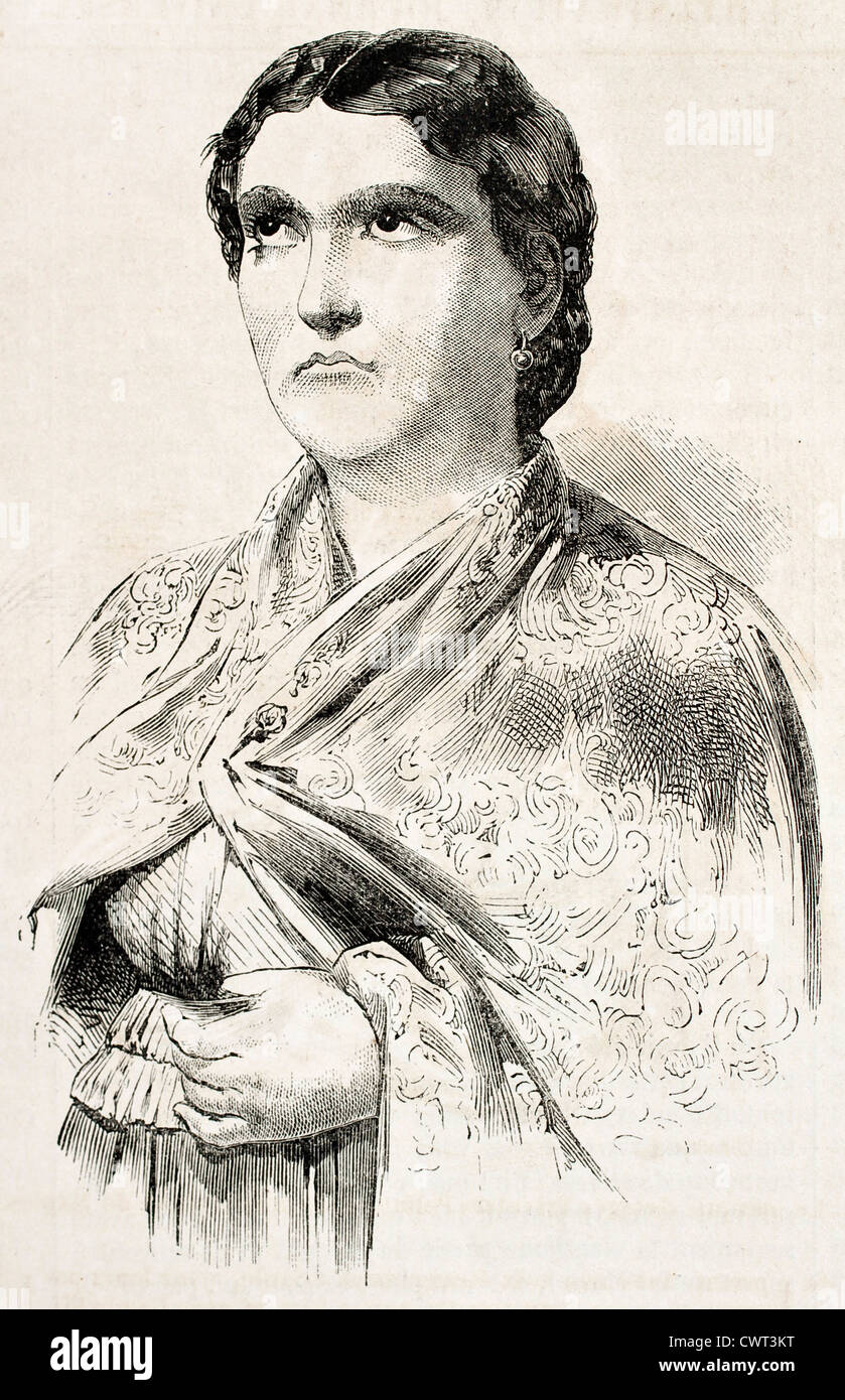 Marianna la Sangiovannara old engraved portrait, popular activist in Naples Stock Photo