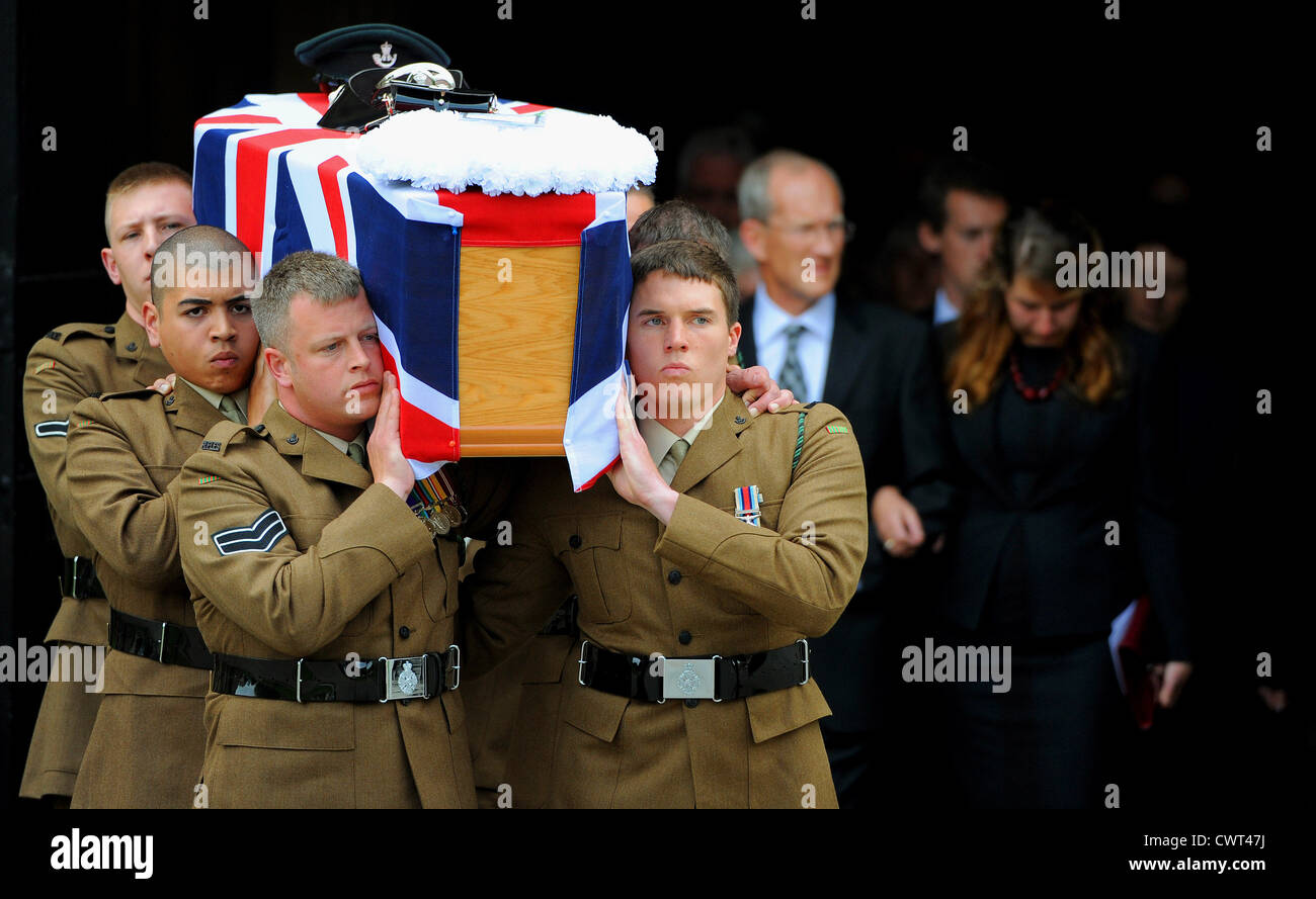 The funeral of Lieutenant Andrew Chesterman, of 3rd Battalion The Rifles who was killed in action in Afghanistan. Stock Photo