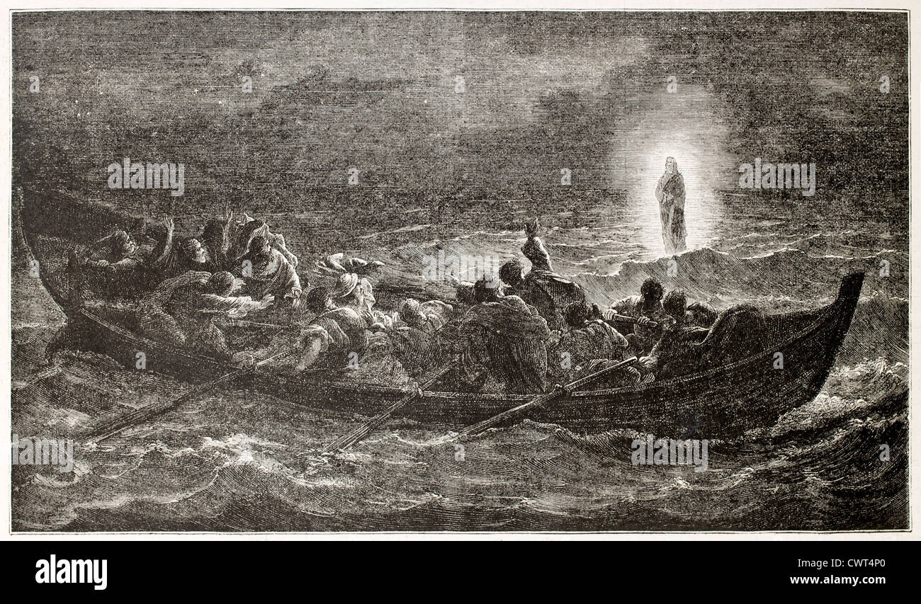 Christ walking on the sea Stock Photo - Alamy