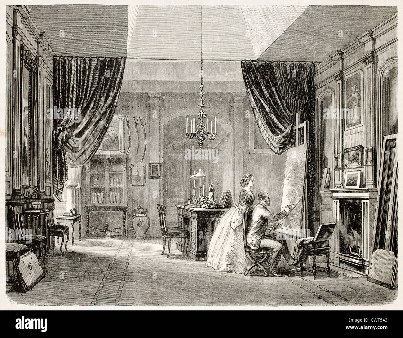 King's Charles XV of Sweden painting atelier Stock Photo