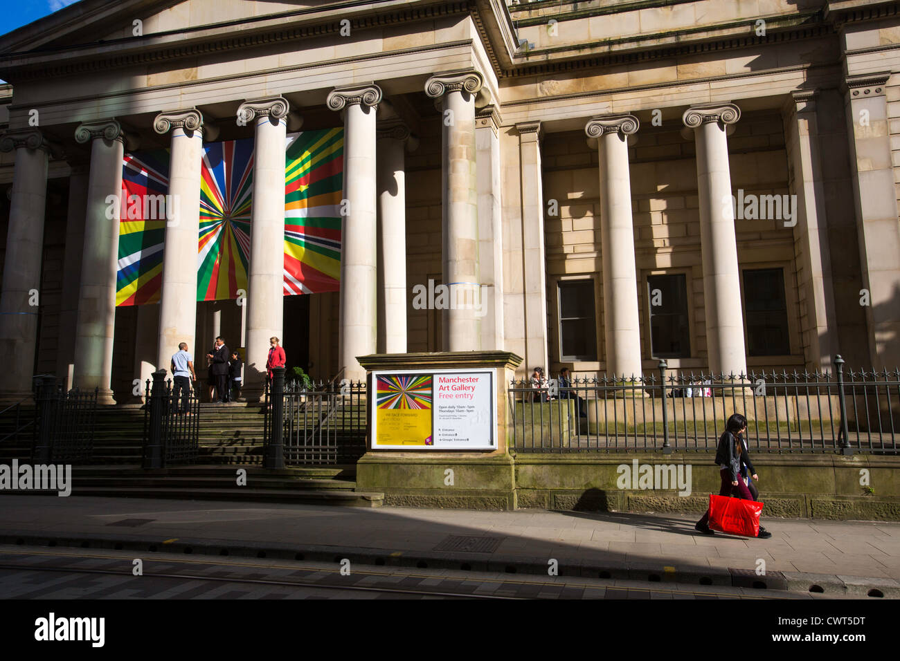Manchester Art Gallery, UK. The exhibition being promoted is 'We Face Forward' featuring West African art. Stock Photo