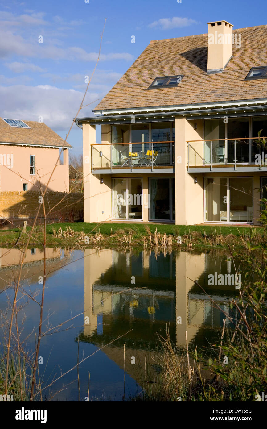 Typical holiday homes on Lower Mill Estate development on The Cotswold Water Park near Cirencester, Gloucestershire, UK Stock Photo