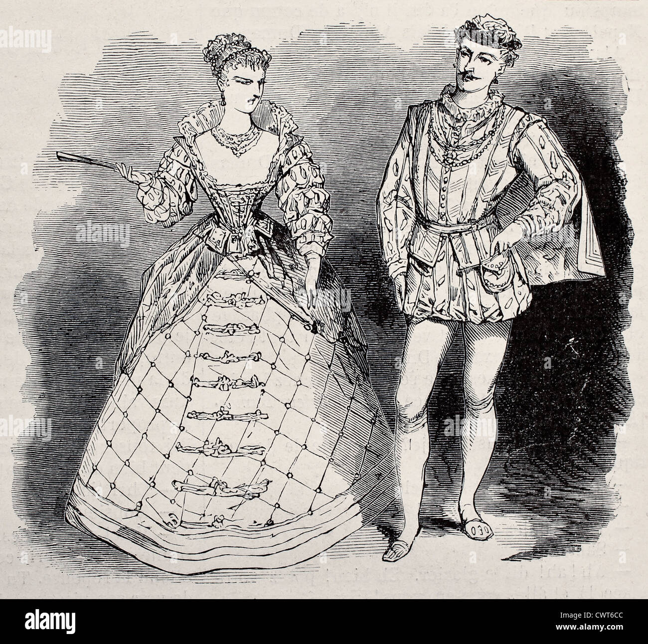 17th century aristocratic costumes Stock Photo