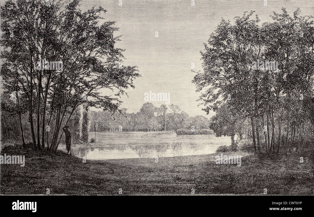 Saint James pond at Bois de Boulogne Stock Photo