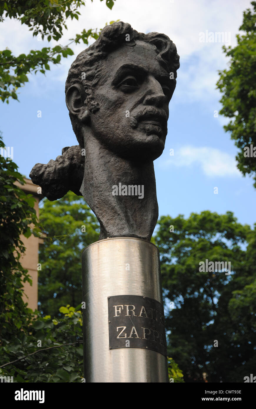 Bronze bust of Frank Zappa, Vilnius, Lithuania Stock Photo