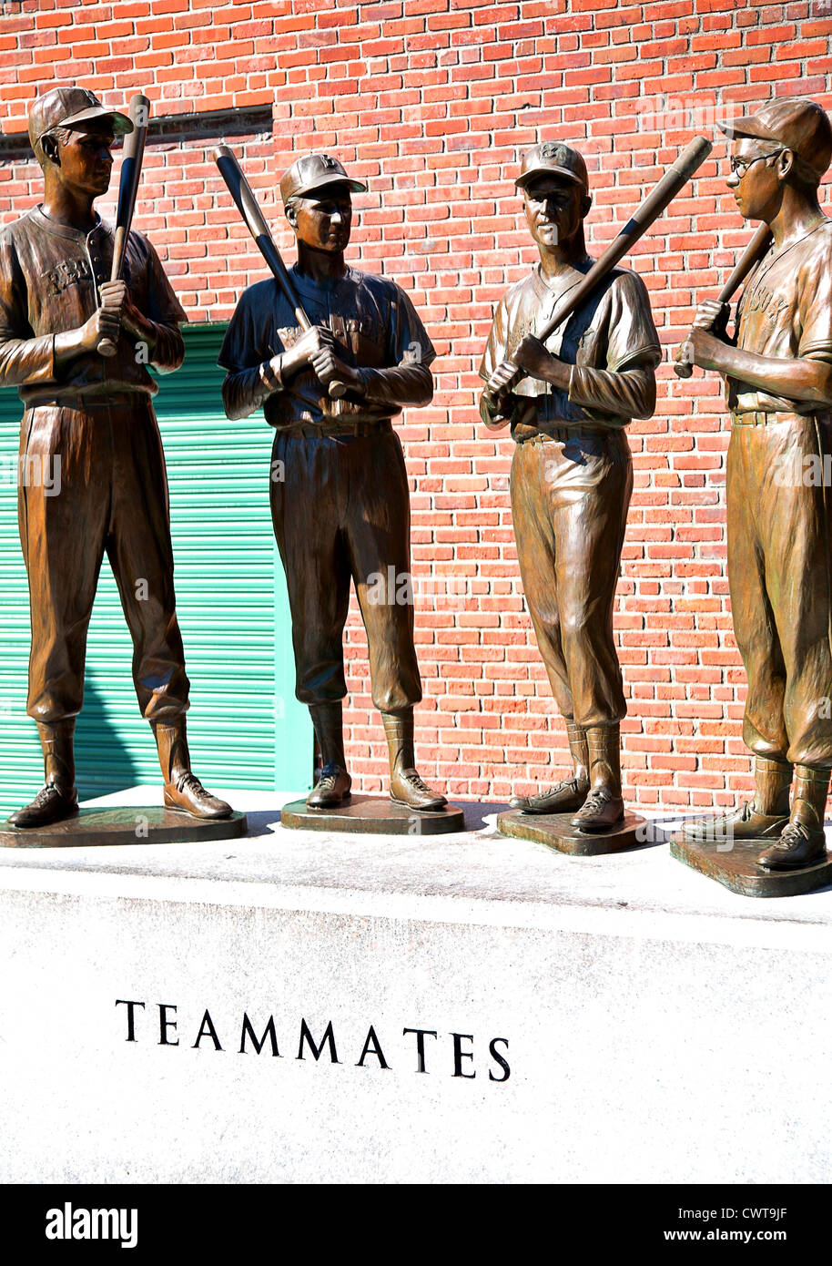 USA. Massachusetts. Boston. 'Teammates' statues outside Fenway Park. Stock Photo
